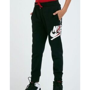 Jordan Boys Jumpman Nike Air Logo Fleece Joggers Black 6/7YRS Vintage Basketball
